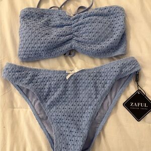 Zaful Light Blue Textured Bikini